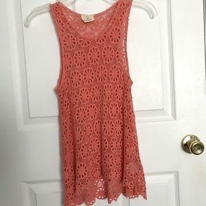 Pins and Needles Coral Crochet Top